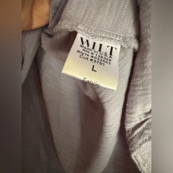 WILT Made in USA Heather Gray Scoop Neck 3/4 Sleeve 100% Cotton Top - Picture 5 of 10